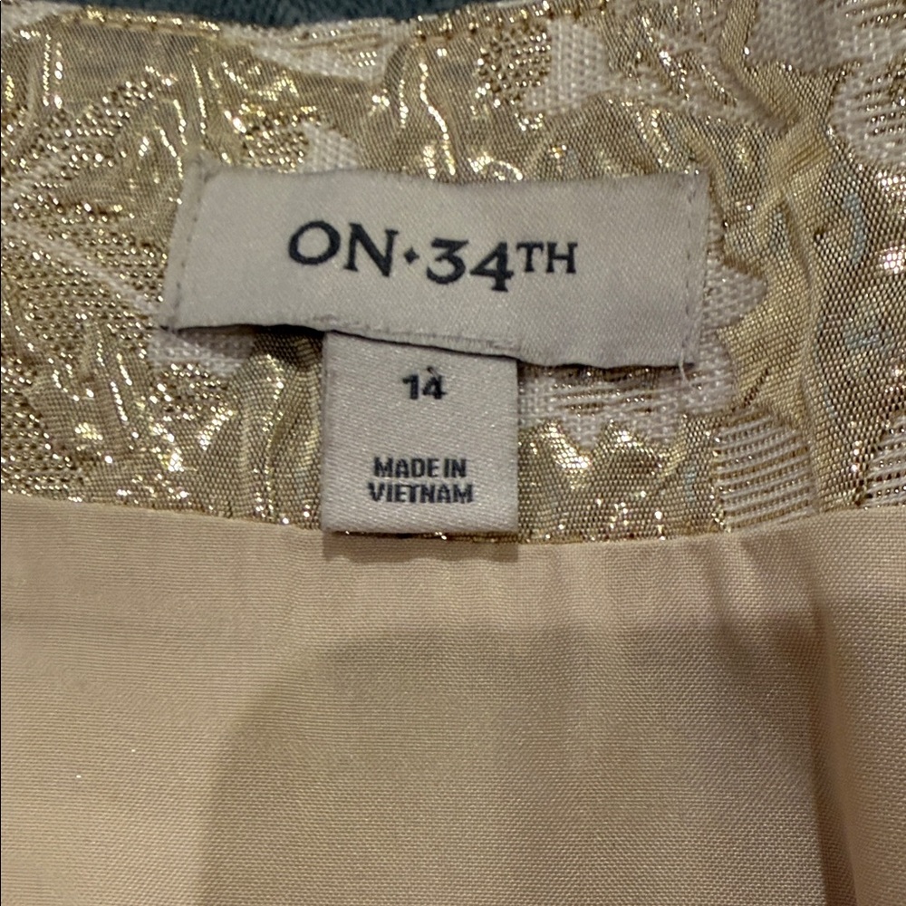Gold Floral Brocade A-Line Mini Skirt - Picture 2 of 9